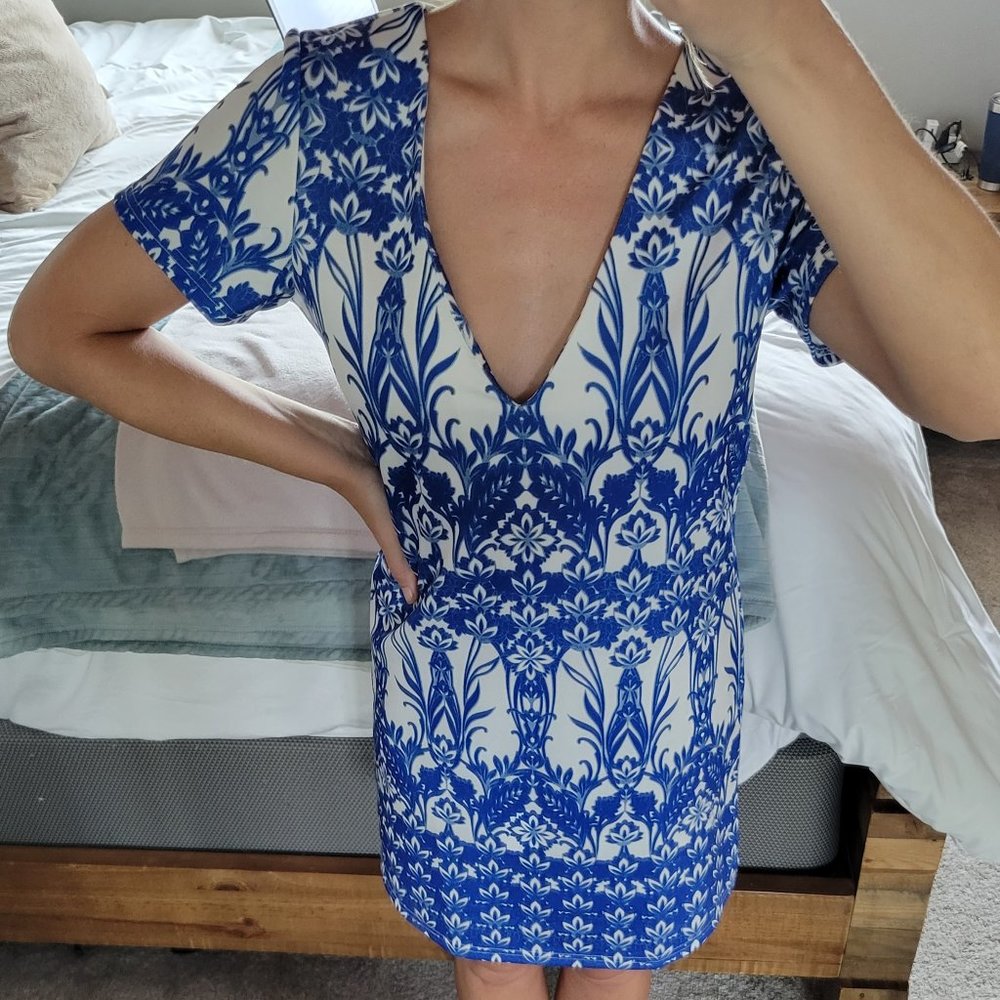 SHEIN , blue white mosaic